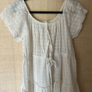 White Textured Short Sleeve Dress